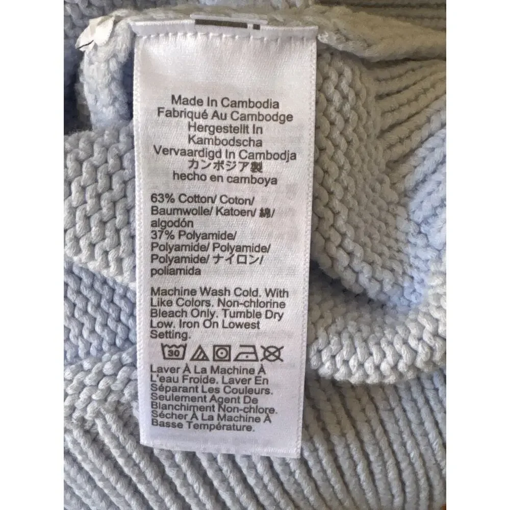 J. Crew Ribbed Cable Knit Crew Neck Sweater Light Blue‎ Women's Small NWT